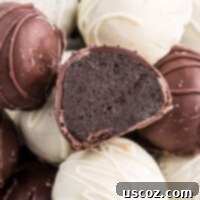 Minty Oreo Truffle Bites 15 oreo ball cut in half to show the filling