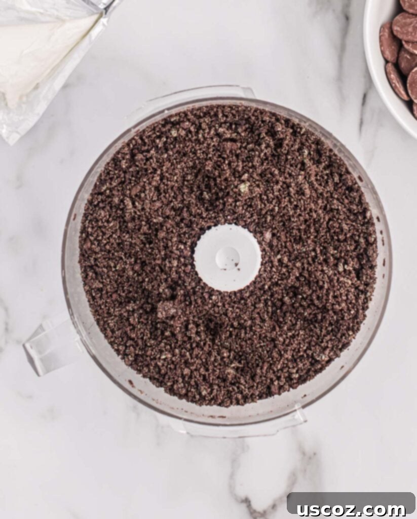 Minty Oreo Truffle Bites 5 crushed up mint oreos in a food processor