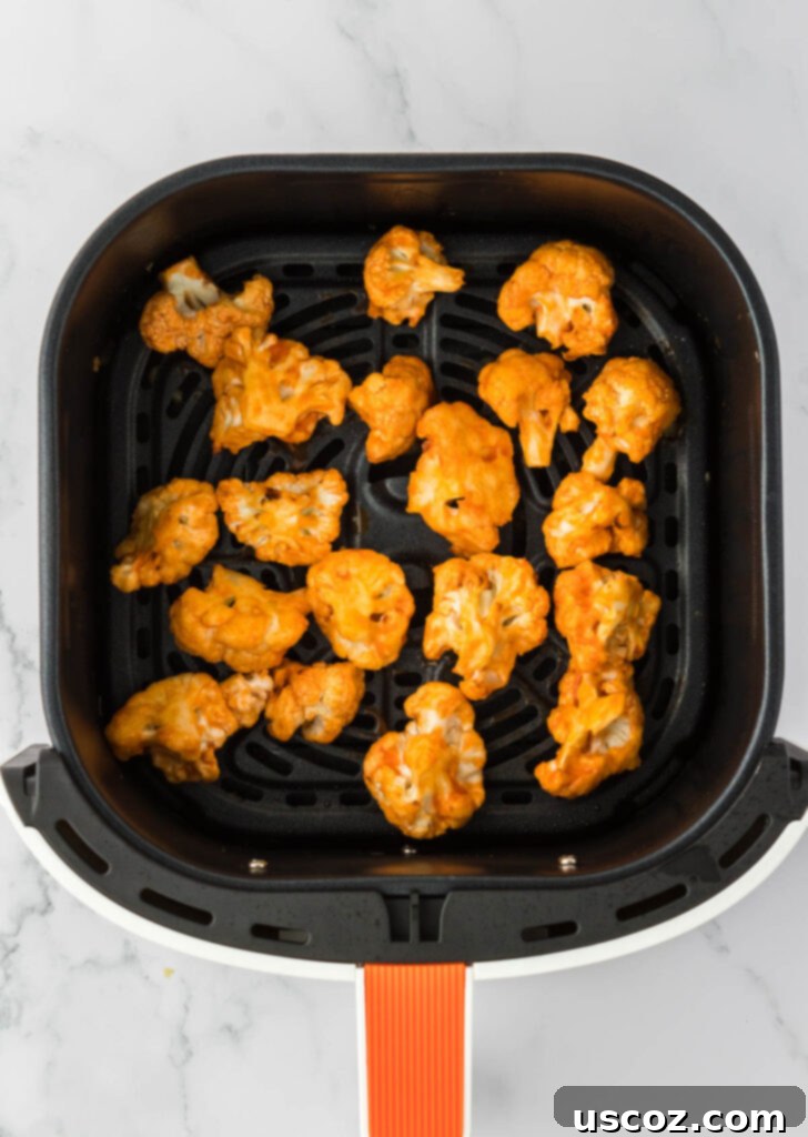 Air Fryer Buffalo Cauliflower Wings 11 buffalo cauliflower in the air fryer