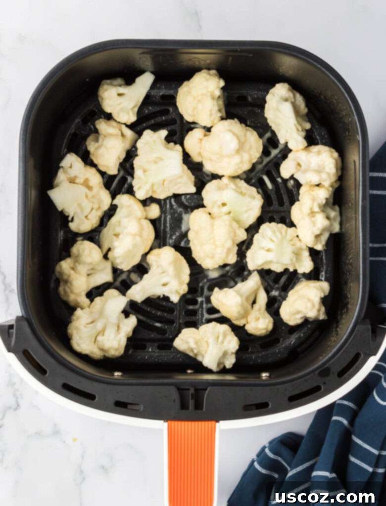 Air Fryer Buffalo Cauliflower Wings 8 cauliflower in the air fryer