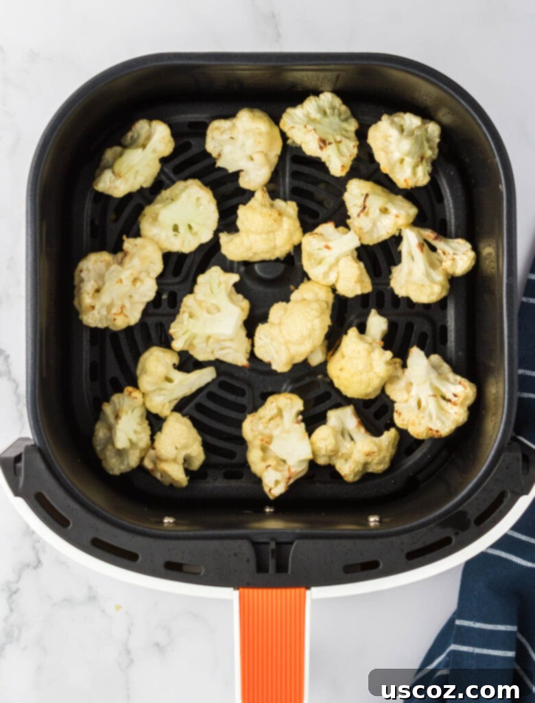 Air Fryer Buffalo Cauliflower Wings 9 cauliflower in the air fryer