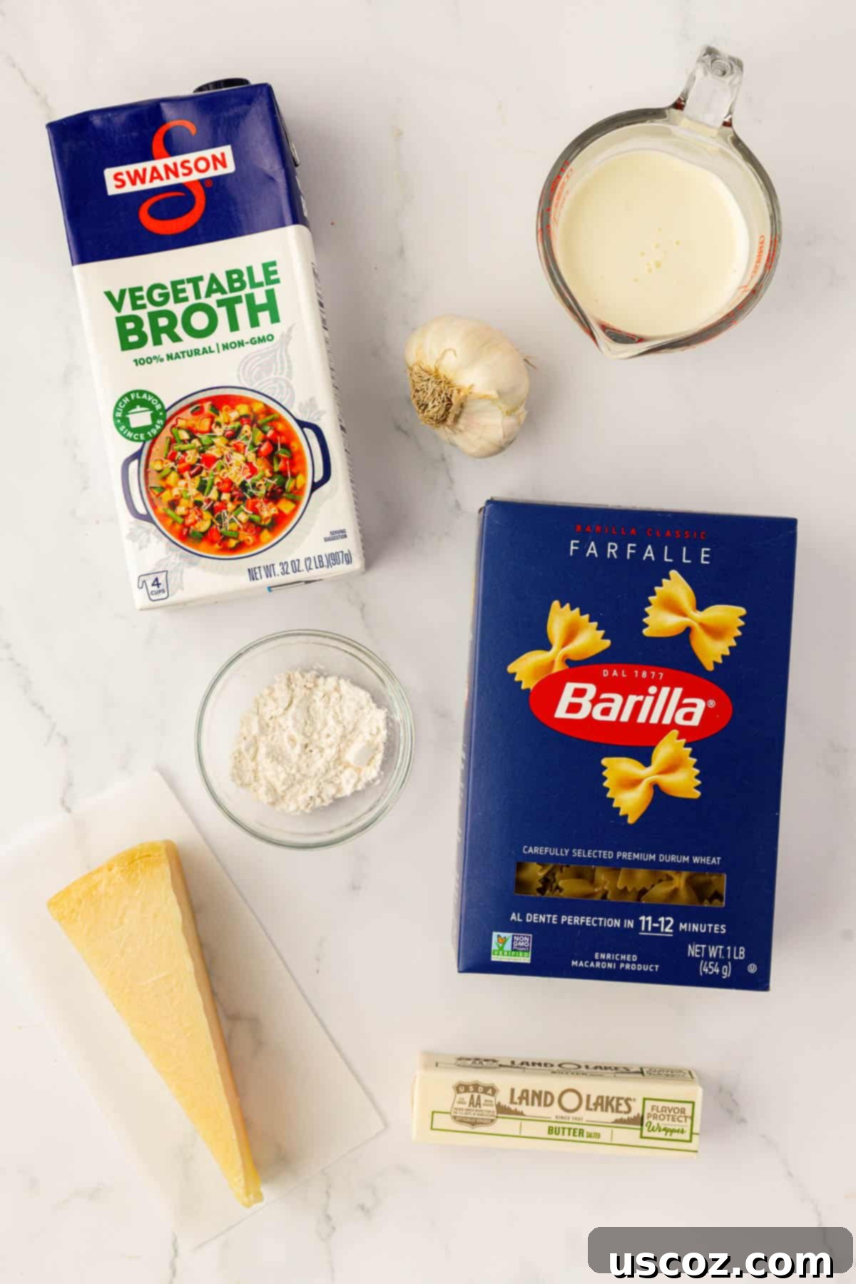 Farfalle 4 ingredients needed to make bow tie pasta