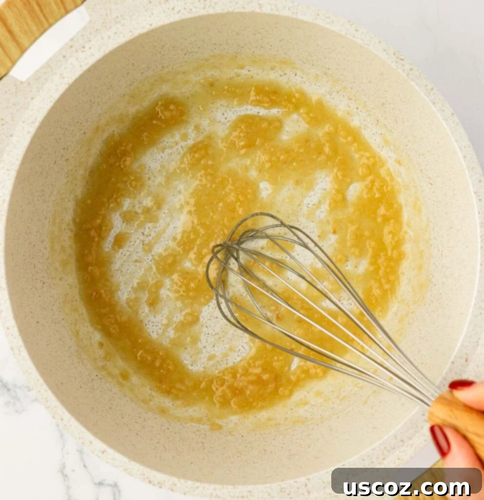Farfalle 7 whisking flour into the butter and garlic