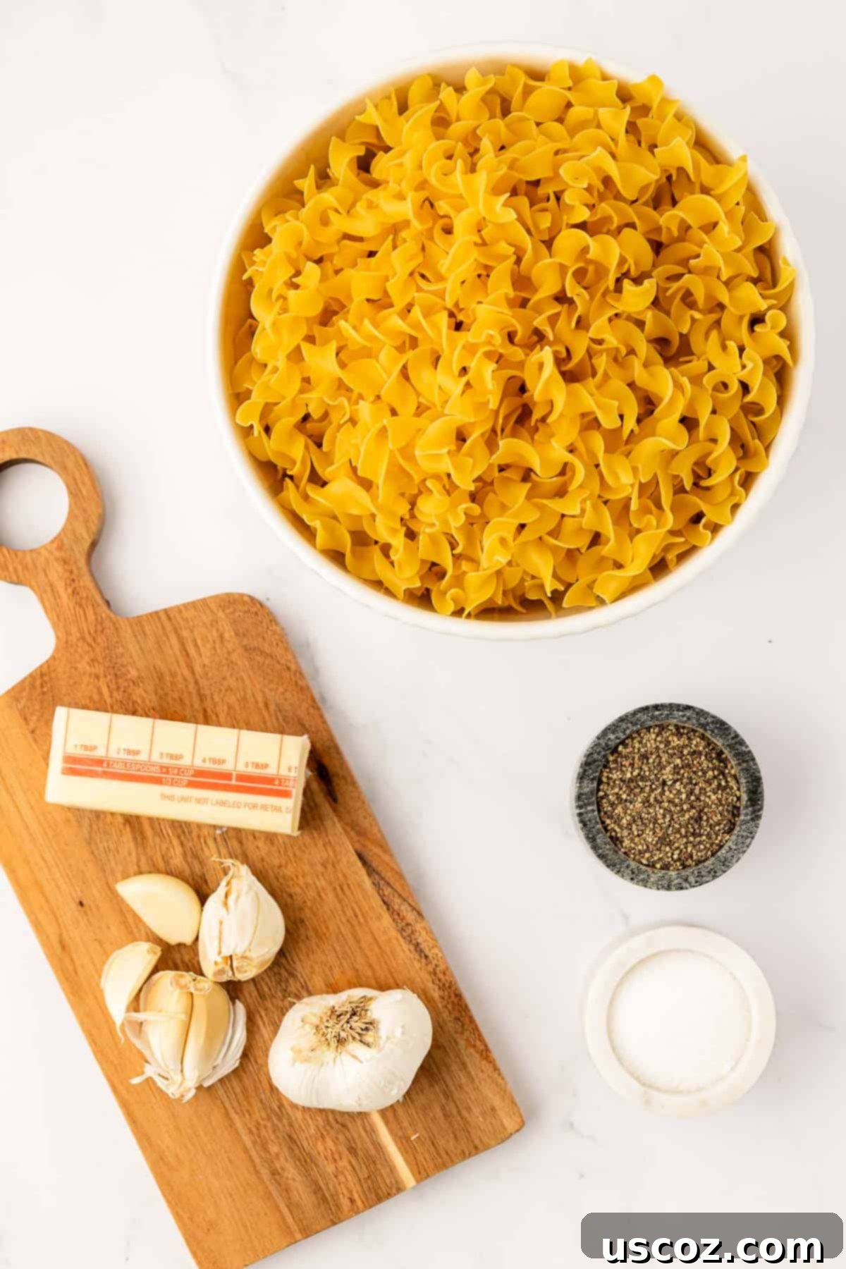Delicious Garlic Butter Noodles 4 ingredients needed to make butter noodles