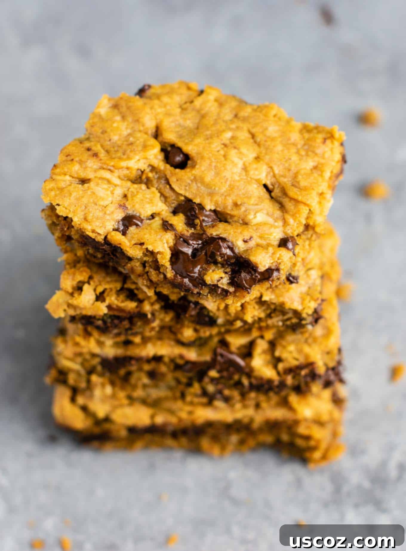 The Best Gluten-Free Cookie Bars 5 A generous serving of Gluten-Free Peanut Butter Chocolate Chip Cookie Bars, showcasing their rich color and inviting texture. These healthy and dairy-free bars are a true treat. #glutenfree #cookiebars #dessert #dairyfree #healthydessert #glutenfreedessert #glutenfreerecipe #glutenfreecookiebars