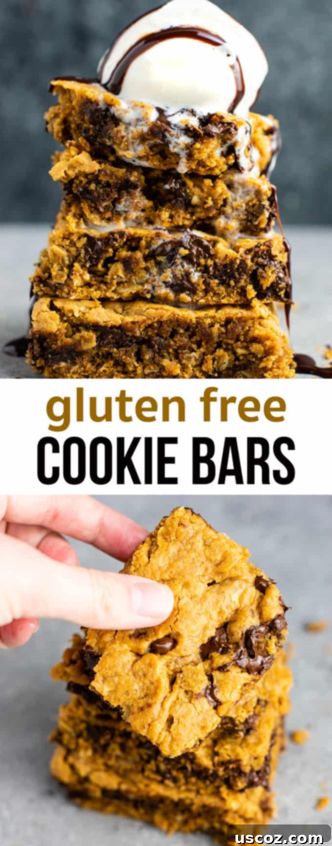 The Best Gluten-Free Cookie Bars 9 An overhead shot of Gluten-Free Peanut Butter Chocolate Chip Cookie Bars, neatly cut and ready to be served. This image highlights the tempting texture and ease of this healthy, dairy-free dessert recipe. #glutenfree #cookiebars #dessert #dairyfree #healthydessert #glutenfreedessert #glutenfreerecipe #glutenfreecookiebars