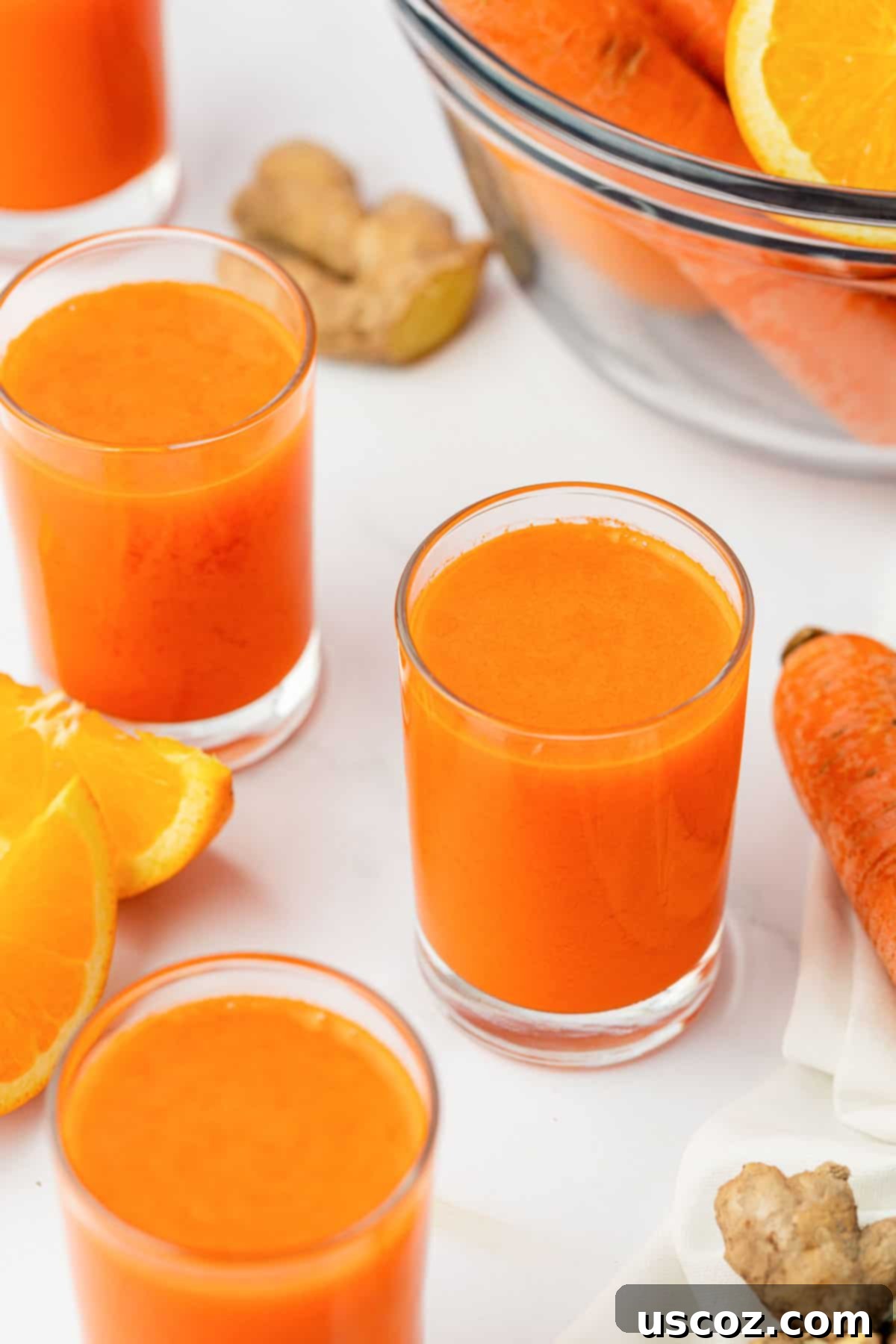Vibrant Carrot Elixir 12 carrot juice in a glass