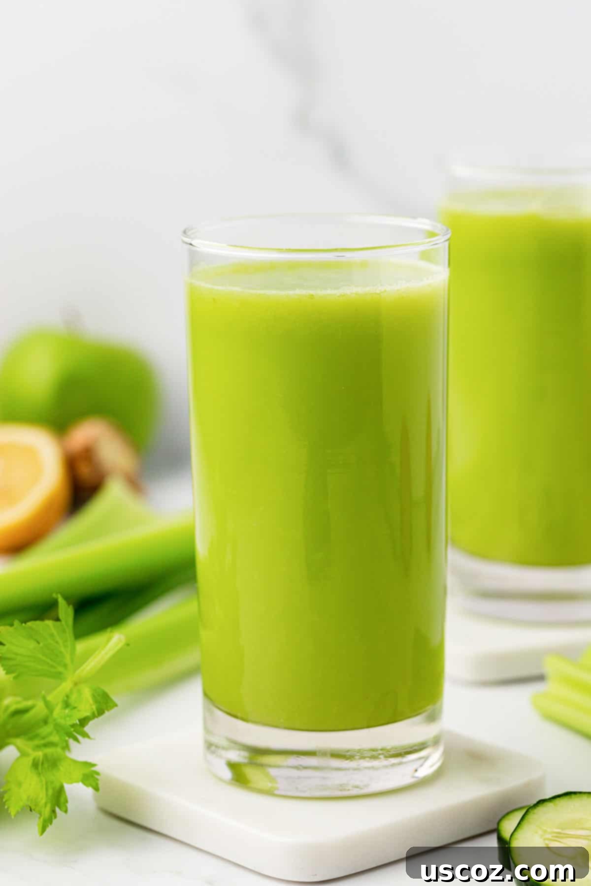 Celery Juice 12 Close-up of celery juice in a glass