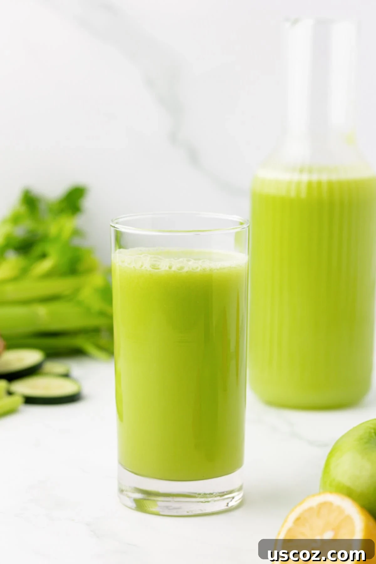 Celery Juice 9 Another perspective of celery juice in a glass