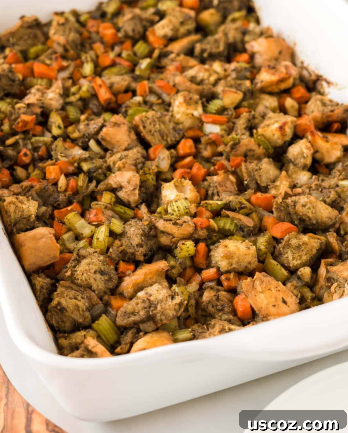 A festive serving of delicious vegan stuffing