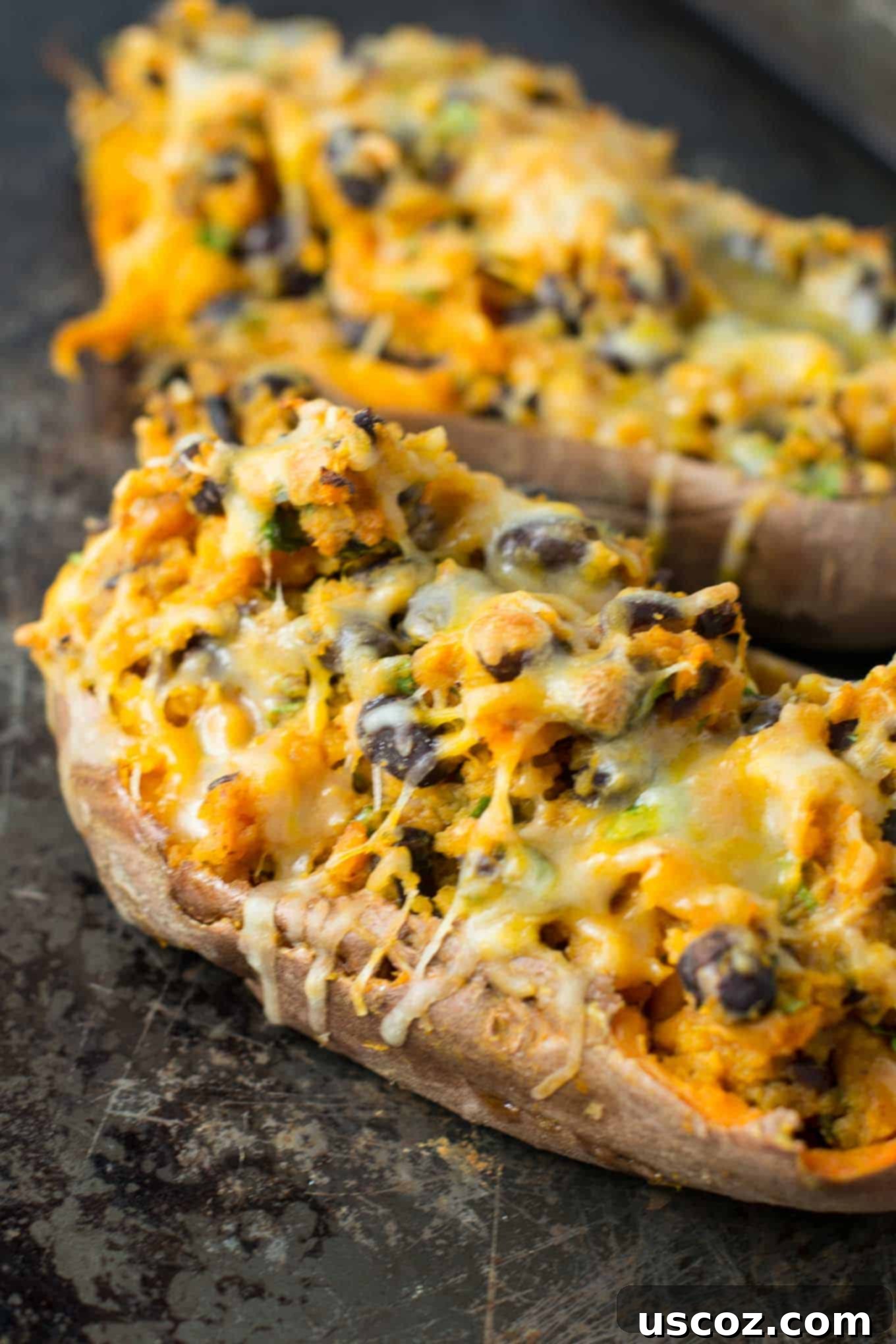 Vegetarian Mexican Sweet Potato Boats 3 vegetarian mexican stuffed sweet potatoes recipe via @buildyourbite
