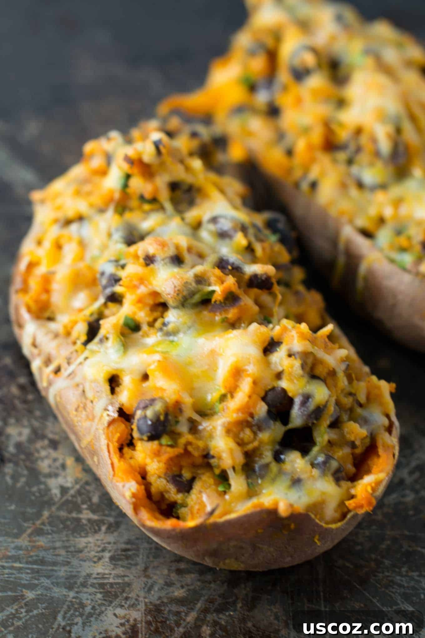 Vegetarian Mexican Sweet Potato Boats 5 vegetarian mexican stuffed sweet potatoes recipe via @buildyourbite