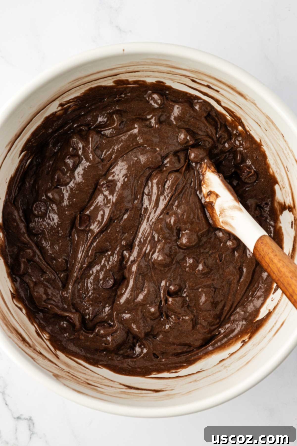 Irresistible Double Chocolate Cake Mix Muffins 10 double chocolate cake mix muffin batter mixed together and ready for baking