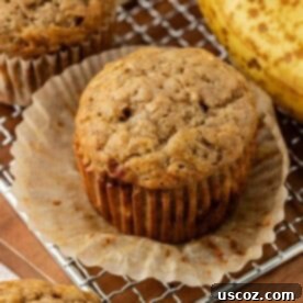 Deliciously Healthy Banana Muffins 16 healthy banana muffin on a cooling rack