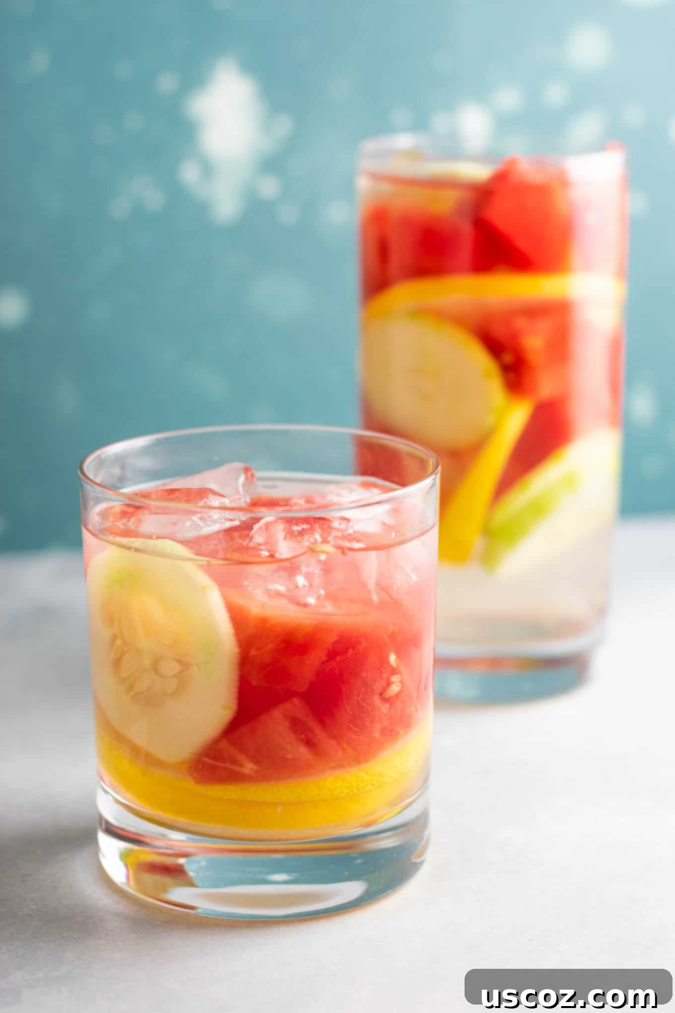 Hydrating Watermelon Detox Elixir 8 A pitcher of Watermelon Detox Water with fresh fruit and ice, showcasing a healthy and refreshing summer drink. Perfect for staying hydrated.