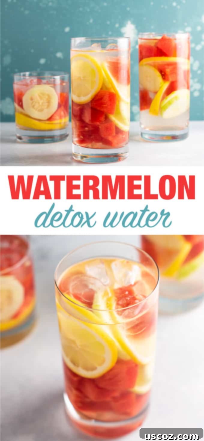 Hydrating Watermelon Detox Elixir 10 Pin for Watermelon Detox Water Recipe with cucumbers and lemon. Healthy, vegan drink for summer hydration and wellness. #detoxwater #watermelon #watermelondetox #healthy