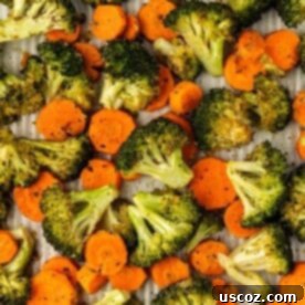 Crispy Roasted Broccoli and Carrots 11 roasted broccoli and carrots on a baking sheet