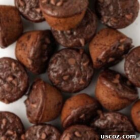 Guilt-Free Chocolate Mini Muffins 18 Healthy chocolate mini muffins, featured image for the recipe card.