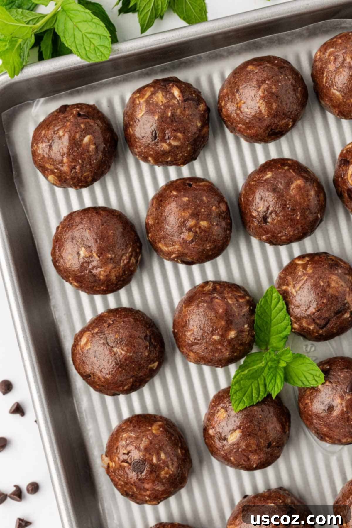 Mint Chocolate Power Bites 6 mint chocolate energy bites