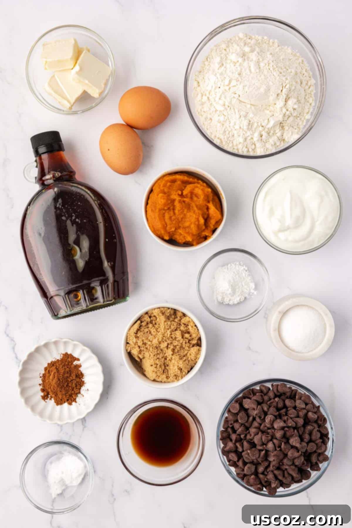 Spiced Pumpkin Chocolate Chip Muffins 4 ingredients needed to make pumpkin muffins