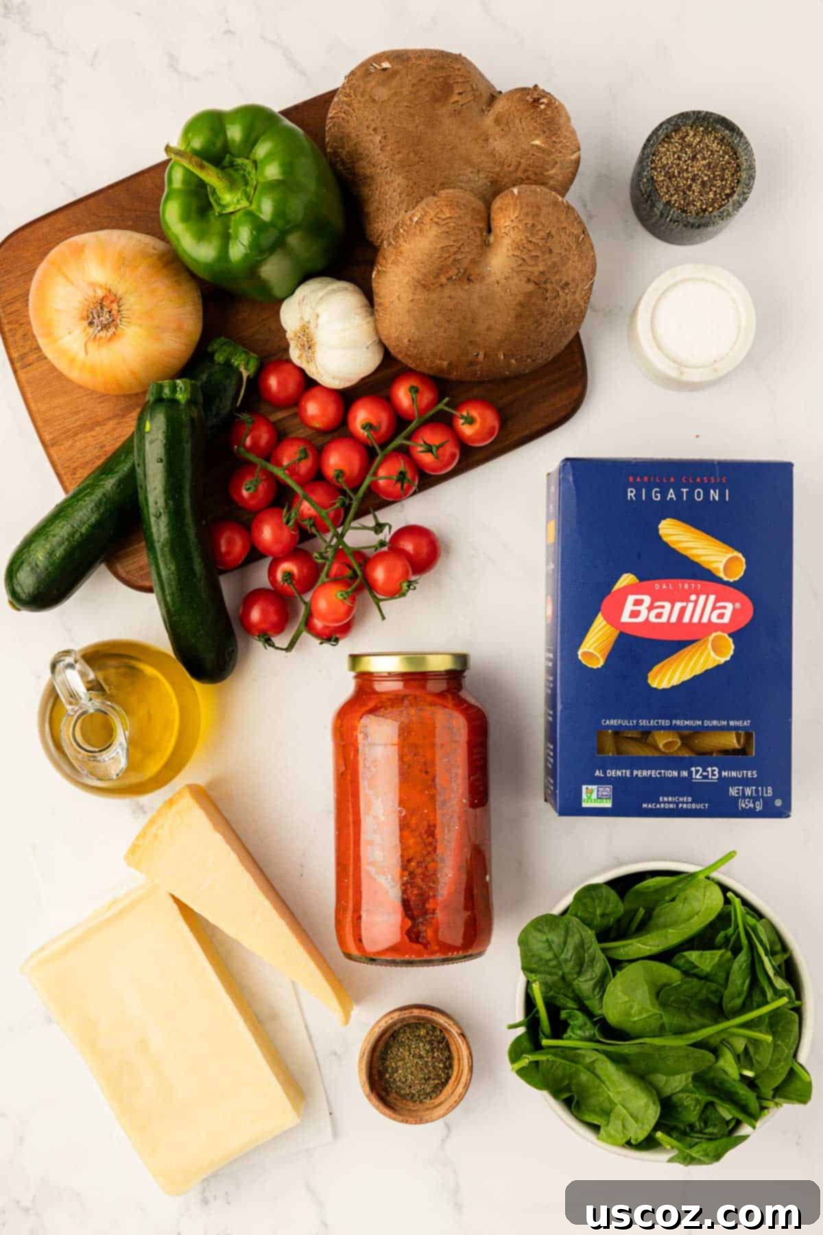 ingredients needed to make veggie lover's rigatoni