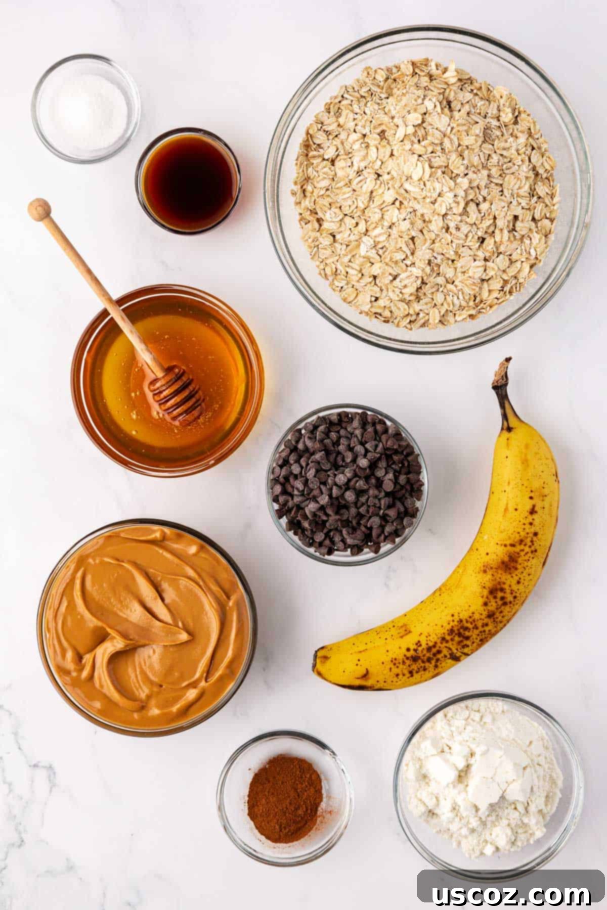 Banana Bread Energy Bites 4 All ingredients for banana bread energy bites laid out
