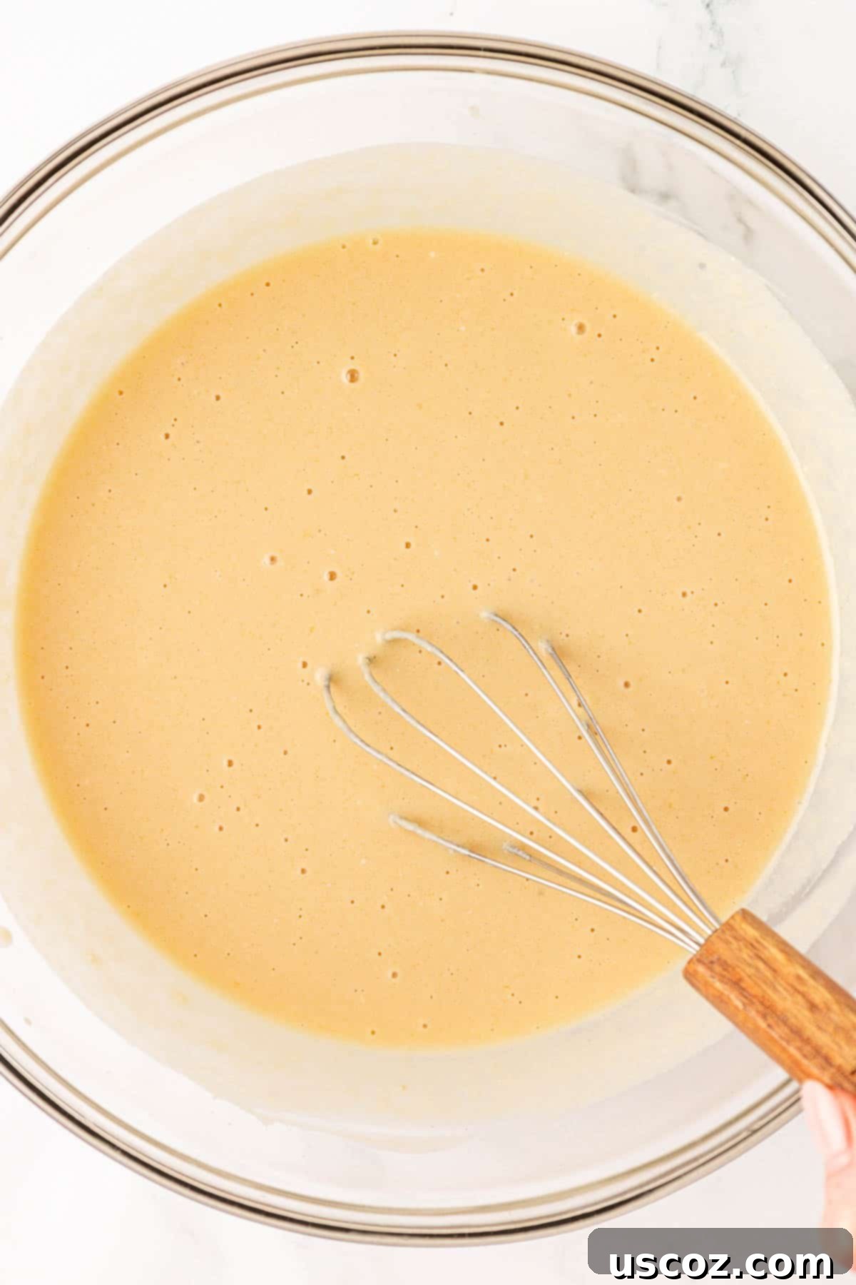 Wholesome Greek Yogurt Cake 8 whisked wet ingredients including greek yogurt and maple syrup