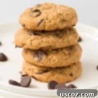 Wholesome Chocolate Chip Comforts 8 cookies stacked on top of each other