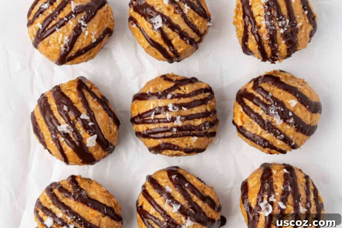 Crunchy Peanut Butter Power Bites 14 Peanut Butter Crunch Energy Bites arranged artfully with a coffee, ready for a delicious and energizing snack.