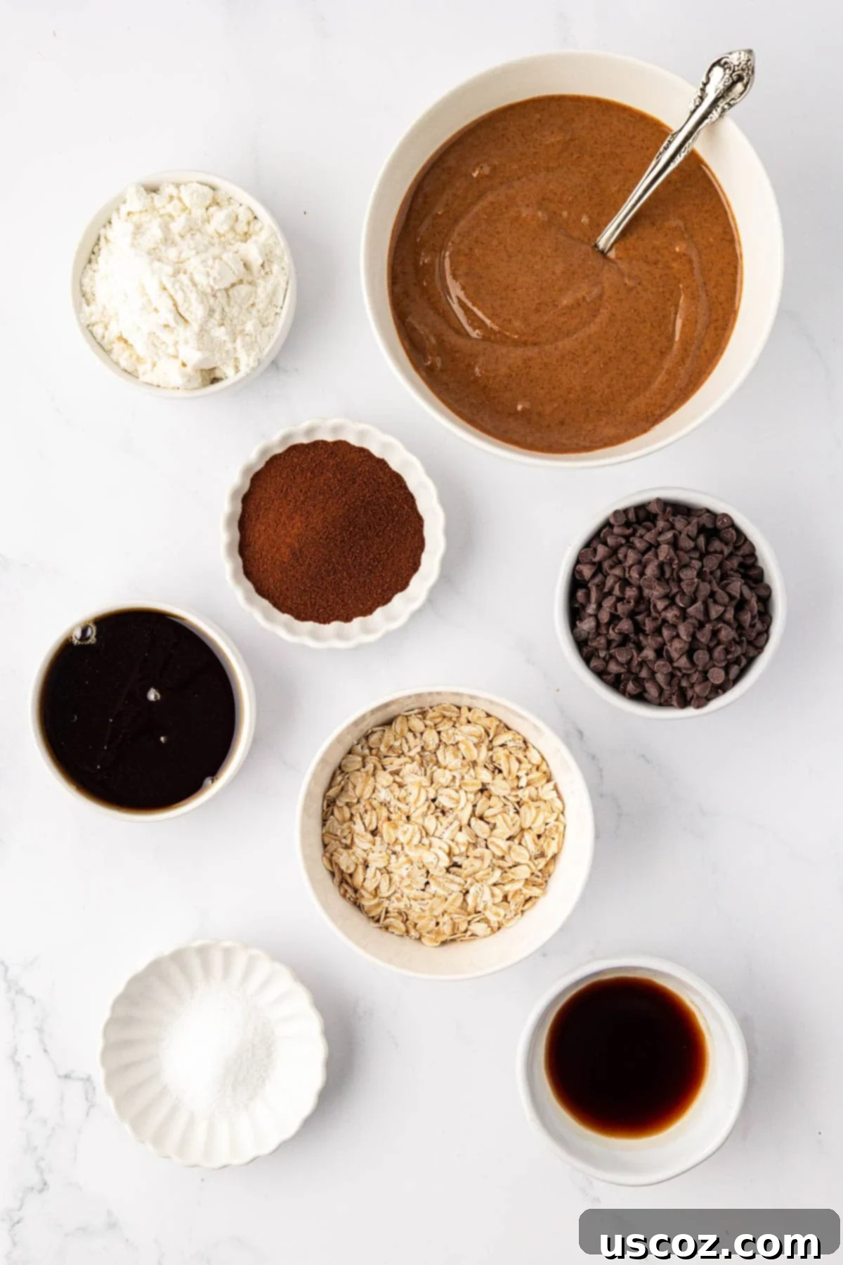 Espresso Boost Bites 4 Selection of ingredients laid out on a table to make espresso energy bites