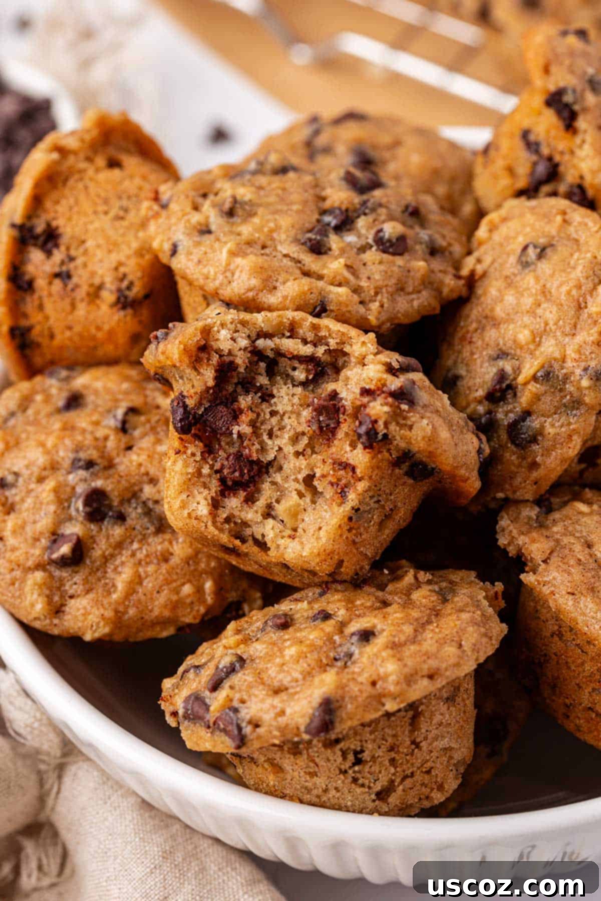 Oatmeal Cookie Muffin Bites 18 oatmeal cookie mini muffin with a bite taken out