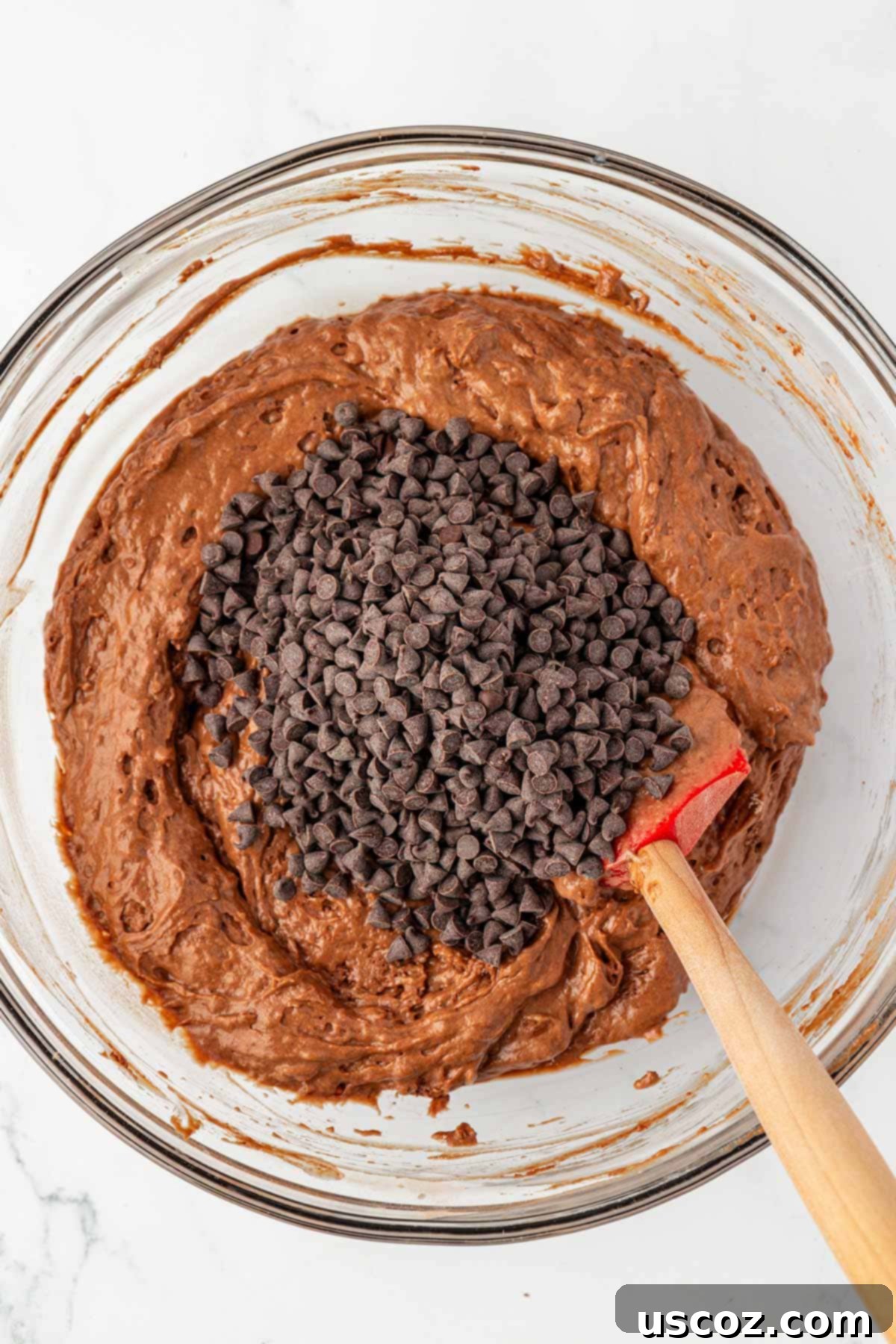 Everyday Chocolate Delight 13 adding the mini chocolate chips to the batter