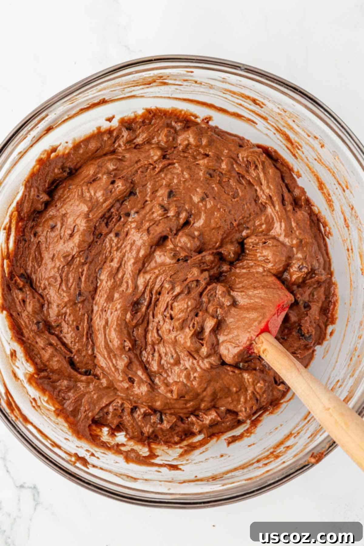 Everyday Chocolate Delight 14 chocolate snack cake batter mixed together