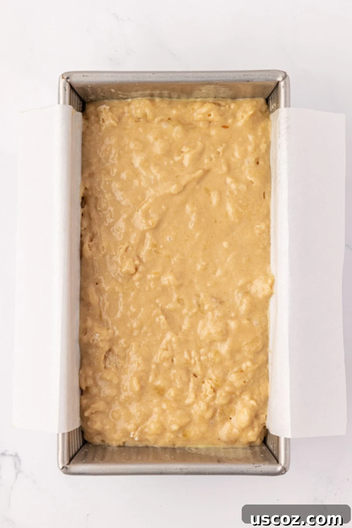 Luscious Greek Yogurt Banana Bread 13 greek yogurt banana bread batter in a loaf pan