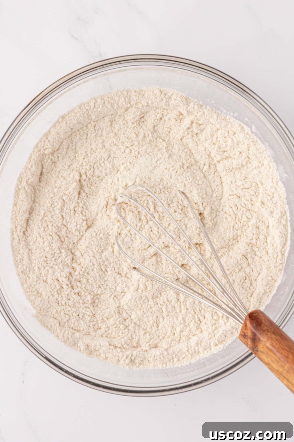 Luscious Greek Yogurt Banana Bread 6 whisking the dry ingredients together