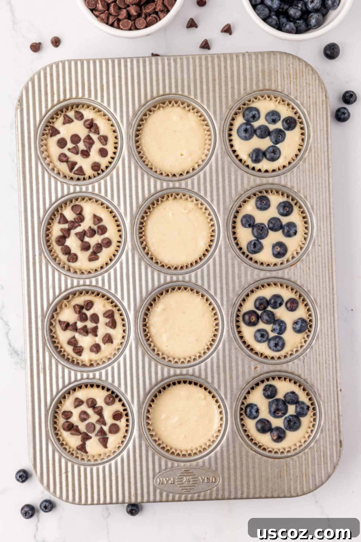 Fluffy Pancake Puffs 11 pancake muffin batter in a muffin tin