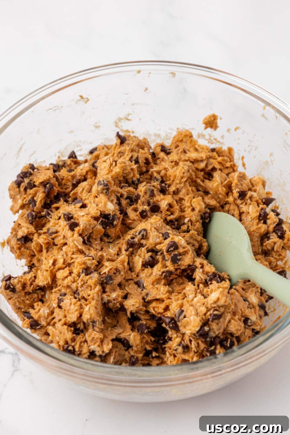 Power-Packed Protein Granola Bars 8 The protein granola bar batter fully mixed with chocolate chips