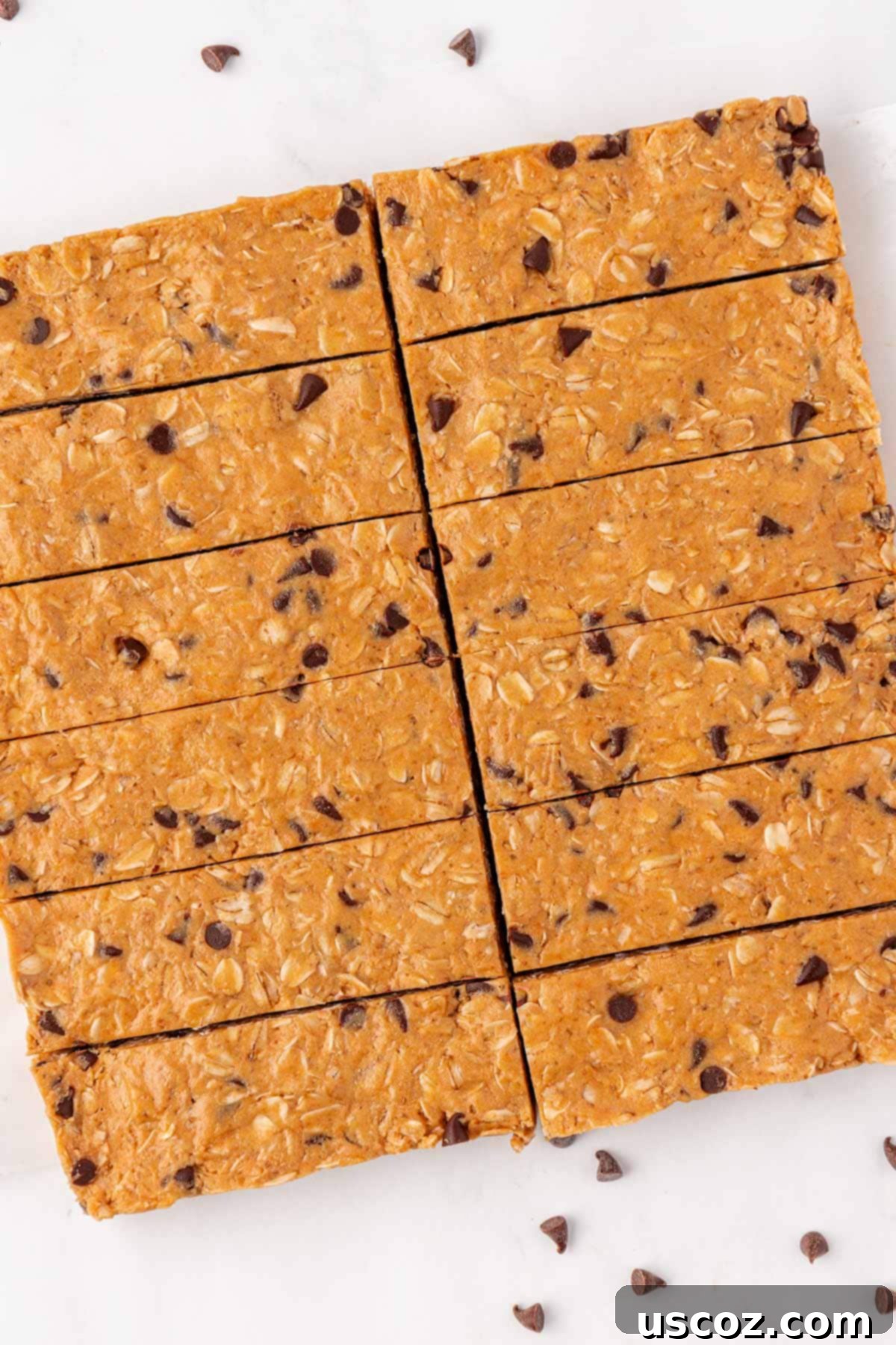 Power-Packed Protein Granola Bars 10 Homemade protein granola bars cut into even rectangles, ready for serving