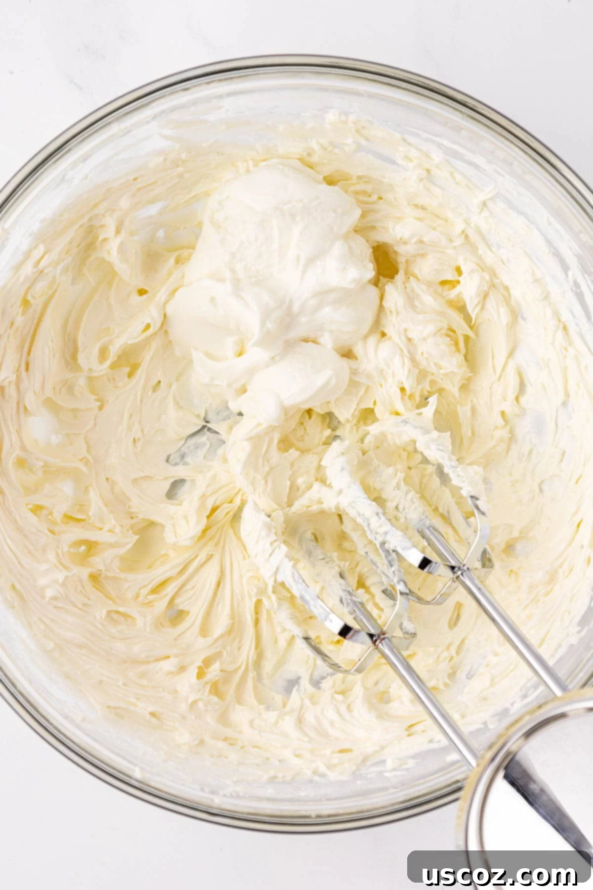 Wholesome Carrot Cake Bars 14 adding greek yogurt to whipped cream cheese