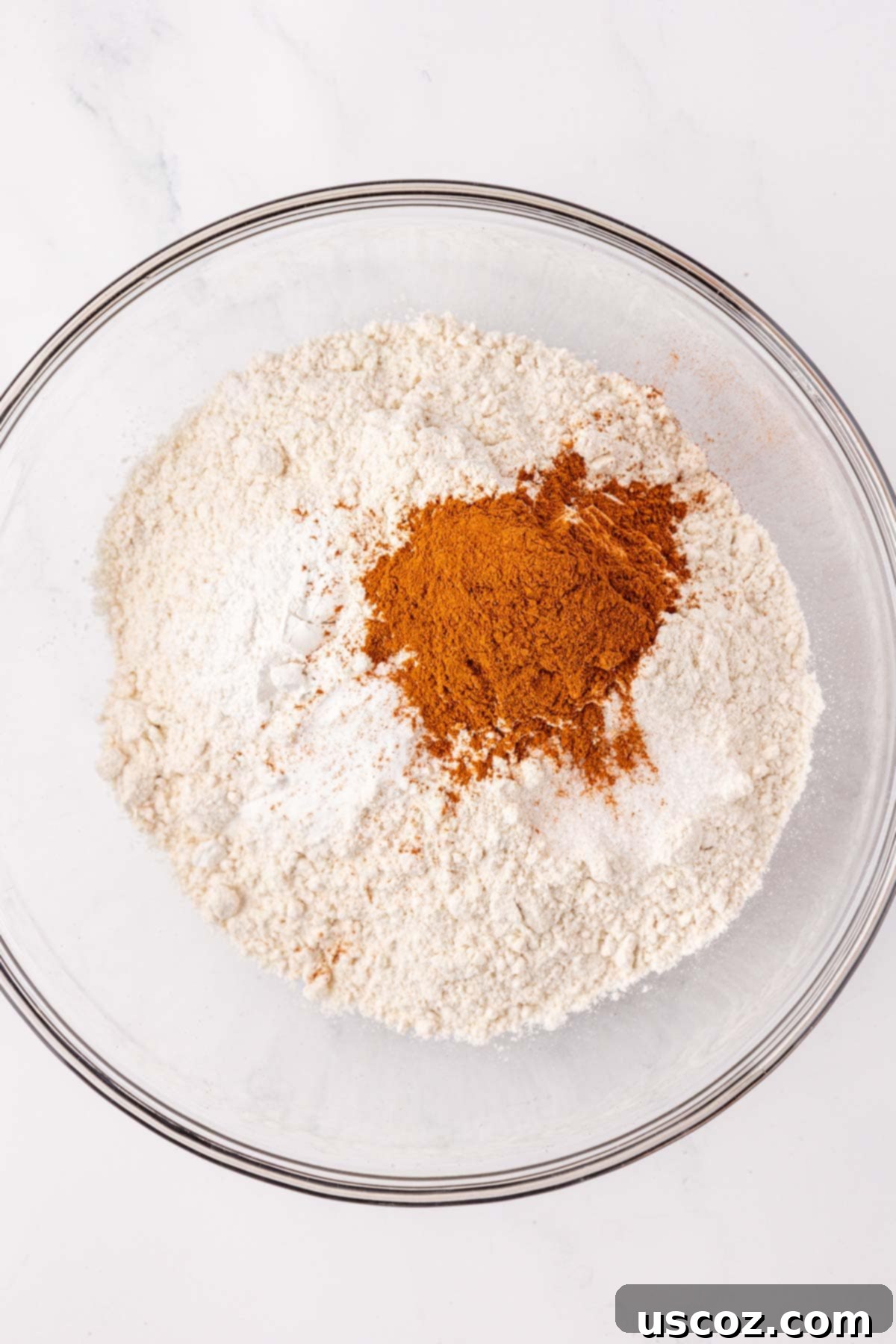 Wholesome Carrot Cake Bars 5 dry ingredients in a mixing bowl