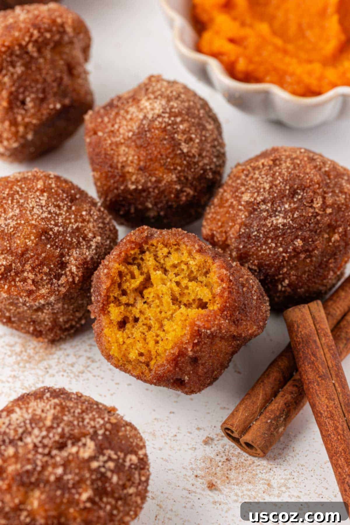 pumpkin donut mini muffins, ready to eat