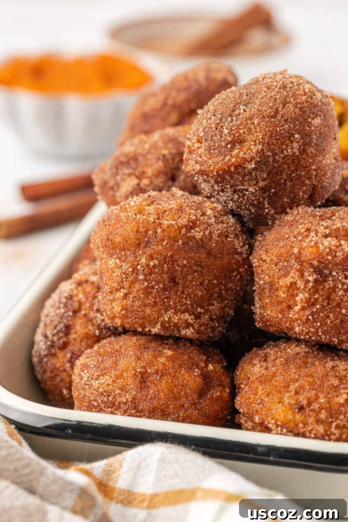 pumpkin donut mini muffins on a rustic background