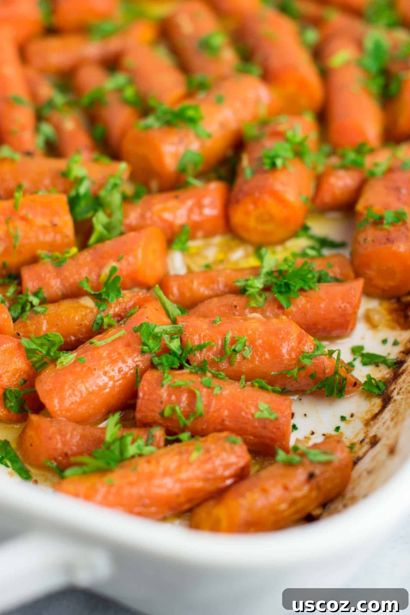 Mouthwatering Garlic Butter Roasted Carrots 6 Garlic butter roasted carrots recipe with fresh parsley. A delicious vegan friendly side dish recipe that will disappear in minutes! #vegan #roastedcarrots #garlicbutter #garlicbuttercarrots #sidedishes #vegetables