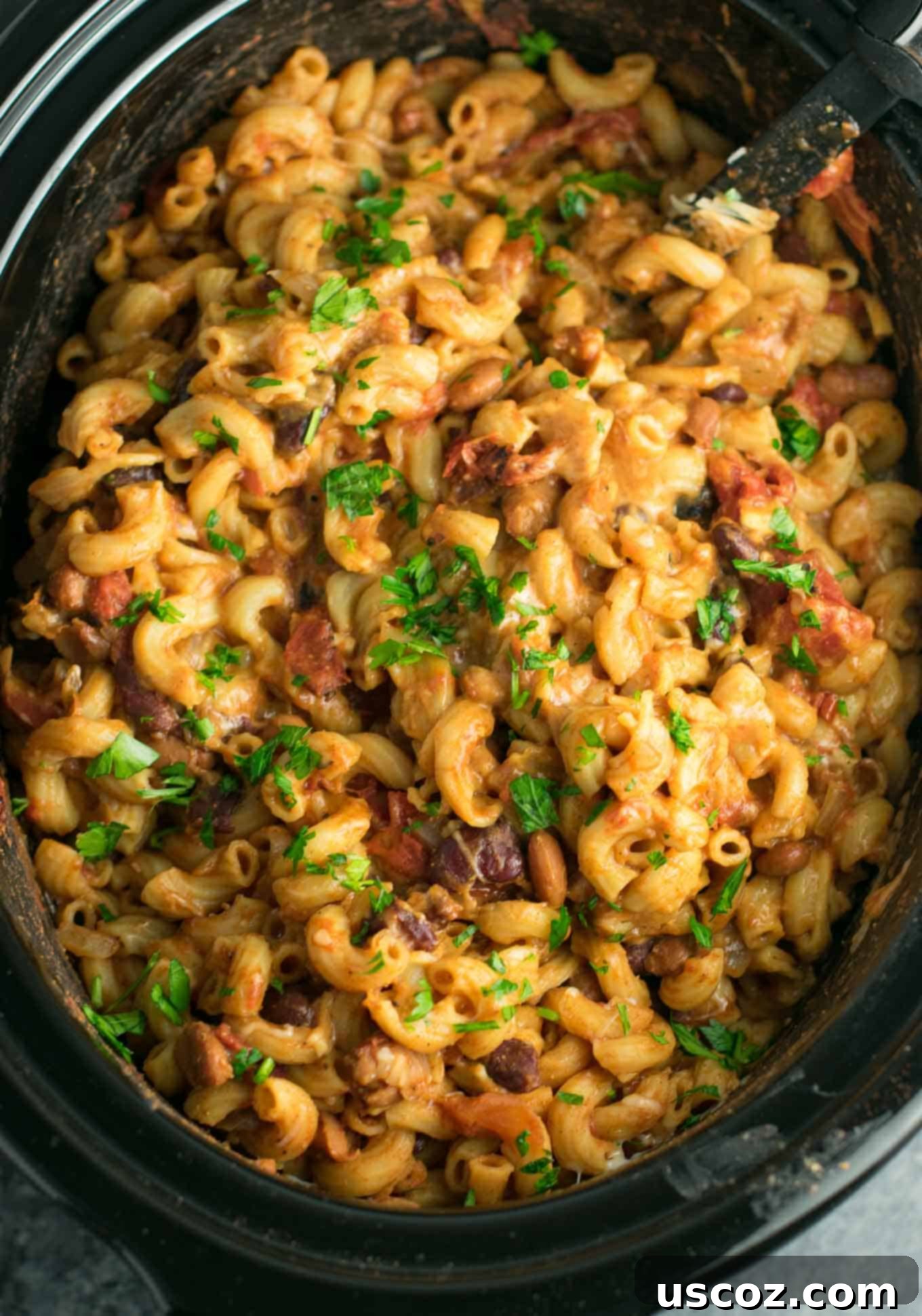 Simmered Plant-Based Chili Mac 6 crock pot chili mac recipe