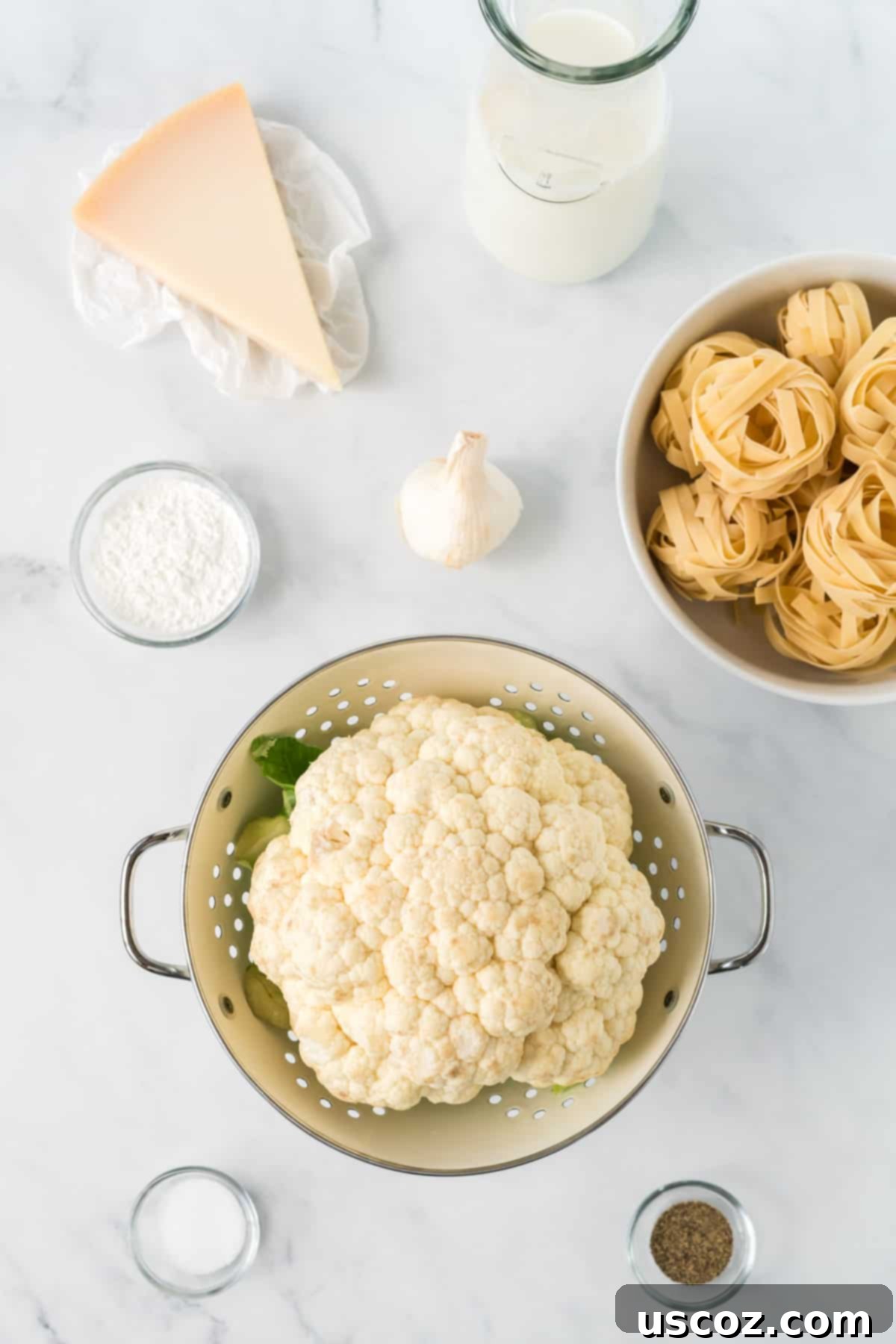 Creamy Cauliflower Alfredo 3 ingredients needed to make cauliflower Alfredo sauce