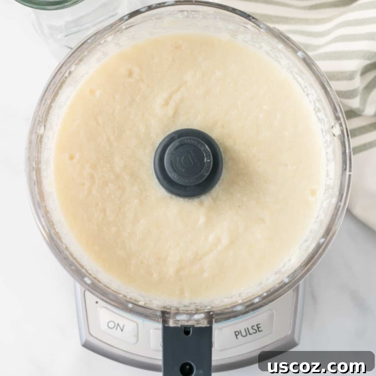 Creamy Cauliflower Alfredo 7 cauliflower mixed together with milk in a food processor