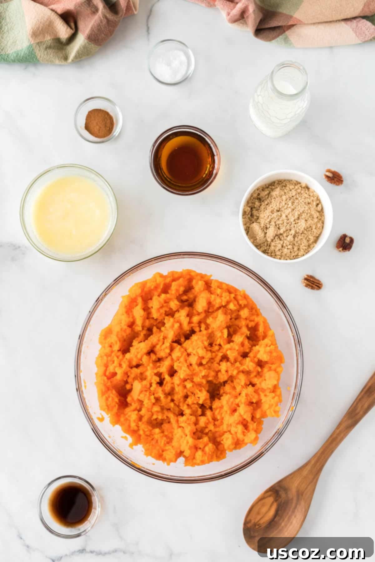 Ultimate Gluten Free Sweet Potato Casserole 8 ingredients to make the sweet potato casserole filling