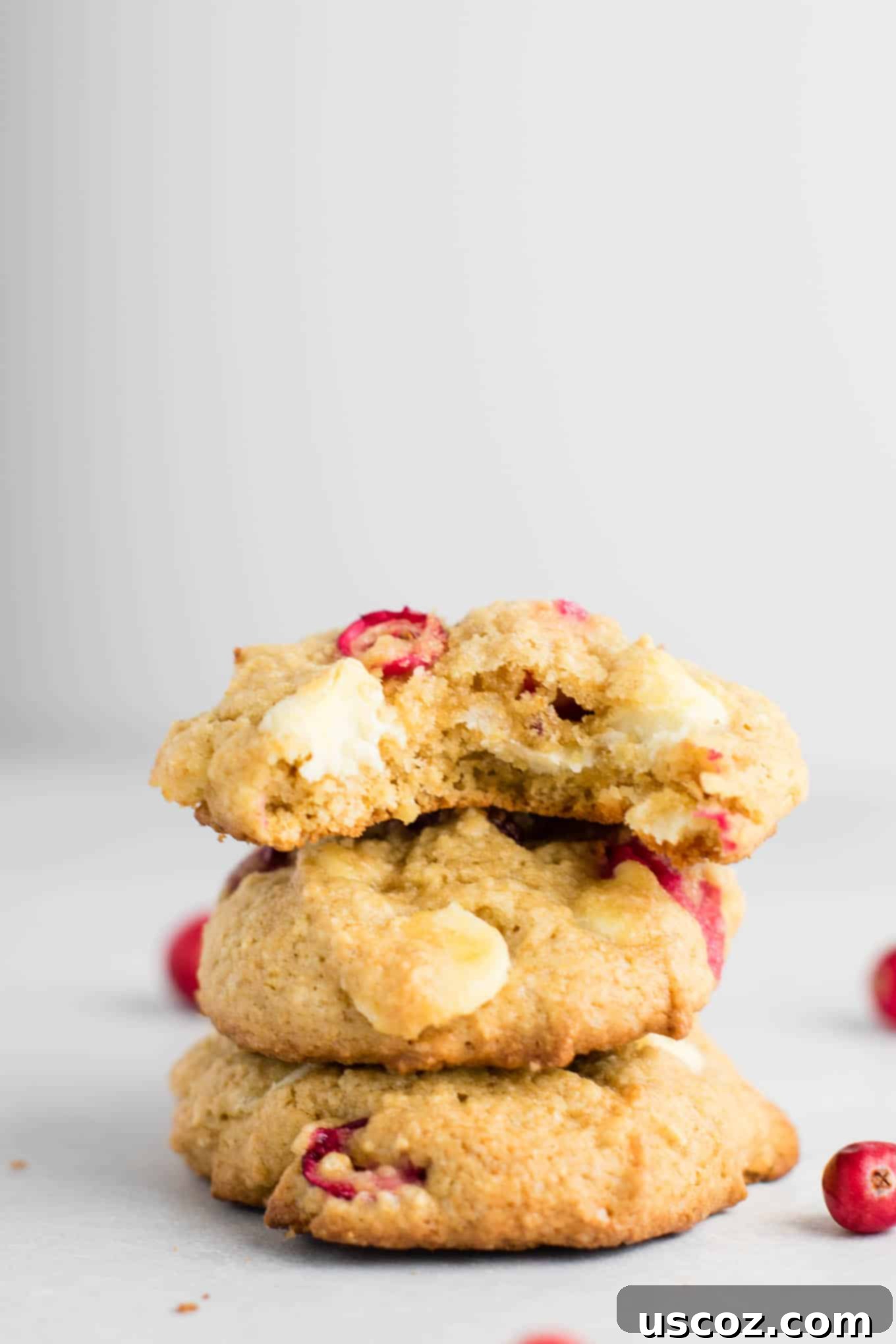 Delightful Cranberry White Chocolate Chip Cookies 7 A festive display of cranberry white chocolate chip cookies, perfect for holiday gatherings.