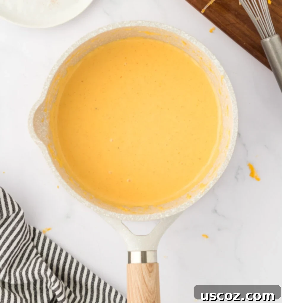 Cheesy Nacho Dip in Minutes 8 5 minute nacho cheese sauce in a pan