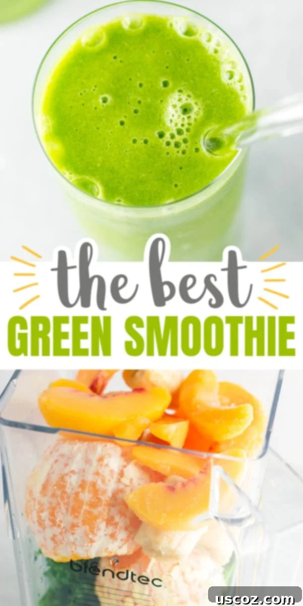 Vibrant Citrus Kale Green Smoothie 10 image with text "the best green smoothie"